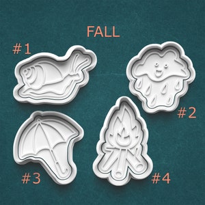 Outdoor Cookie Cutters ~ Umbrella Cutter ~ Snail Clay Cutter ~ Raincloud Polymer Clay Cutter ~ Fall Crafts ~ Cute Cookie Cutters ~ Camping