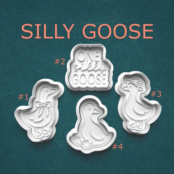 Silly Goose Cookie Cutter and Stamp Set ~ Cute Goose Designs & “One Silly Goose” ~ Cookies, Clay, Pottery Tools