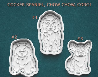Dog Cookie Cutters ~ Dog Polymer Clay Cutters ~ Gifts for Dog Lovers ~ Cocker Spaniel Cutter ~ Chow Chow Cutter ~ Corgi Cookie Cutter Stamp