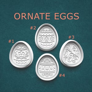 Ornate Egg Cookie Cutter and Stamp Set, Decorative Easter Eggs, Spring Cookies, Polymer Clay/Pottery Tool
