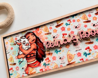 Decoración de Moana, decoración personalizada para habitación infantil, decoración de princesas, decoración del hogar Disney, decoración con nombre para habitación infantil