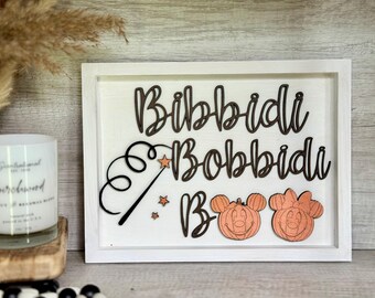 Bibbidi Bobbidi Boo Halloween-Zeichen, Mickey Kürbis, Disney inspirierte Halloween-Dekoration, hölzernes Halloween-Dekor