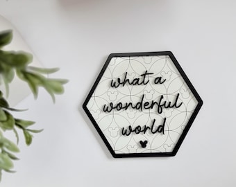 What a Wonderful World Disney Home Decor, Aesthetic Mickey Disney Decor Shelf Sitter, Gallery Wall, Entryway/Tabletop Decor, Custom Gift