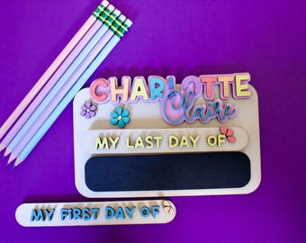 Personalized First Day of School Board, Interchangable Magnets, Dry Erase First Day Last Day of School Board, Back to School