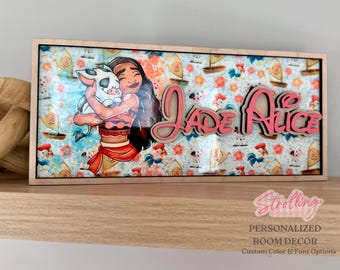 Personalized Moana Name Sign, Birch Wood Nursery Decor, Disney-Themed Room Accent