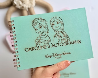 Personalized Disney Autograph Book | Anna & Elsa Character Autograph Souvenir | Personalized Disney Journal