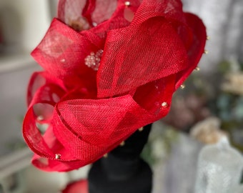 Red bespoke occasion hat