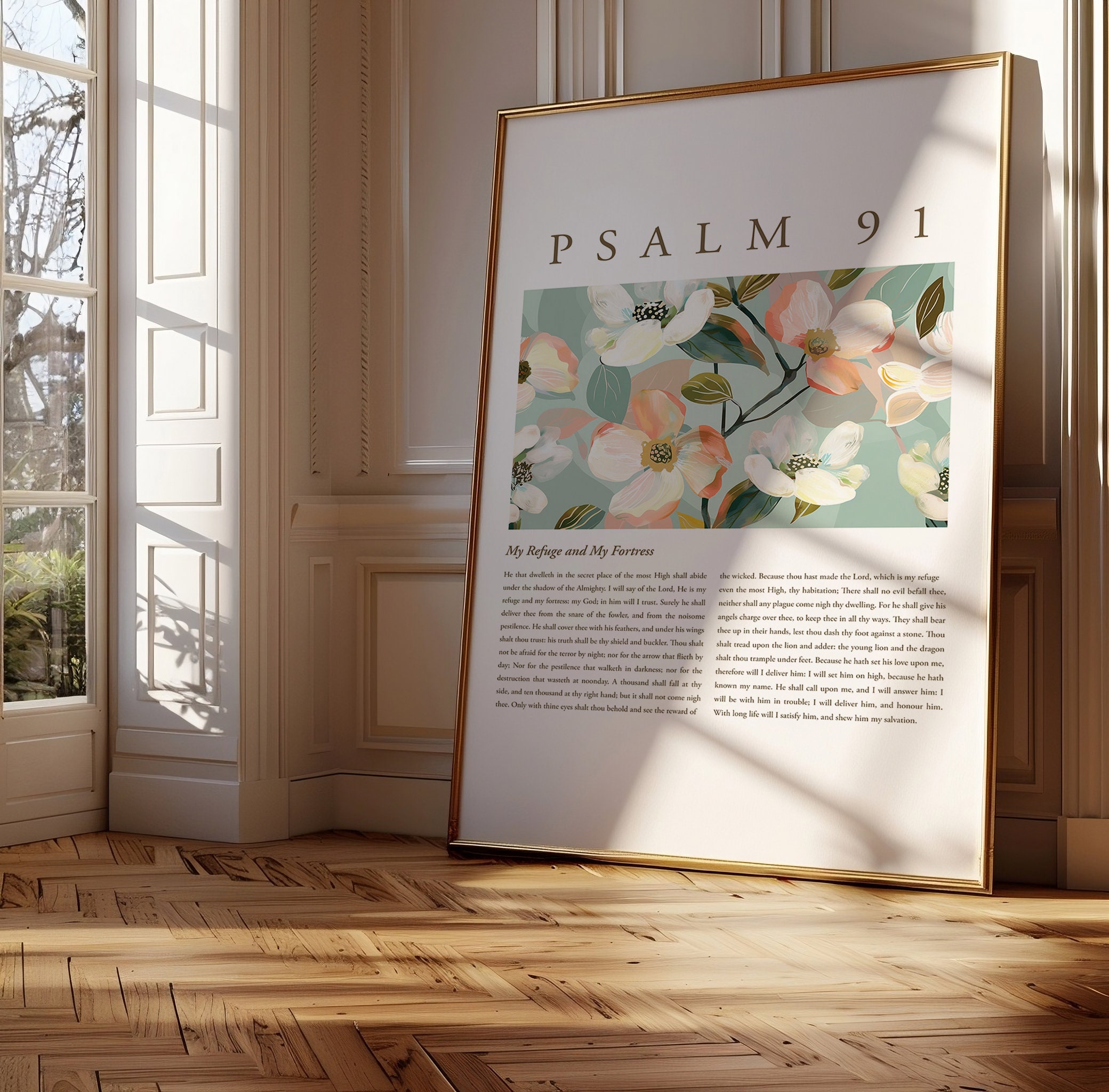 Psalm 91 king james version printable gospel flower decor bible verse