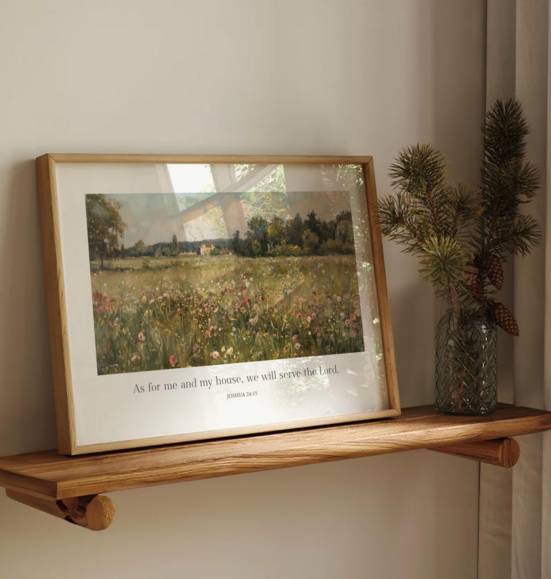 Joshua 24:15 Christian Wall Art - Digital Print, As For Me And My House We Will Serve The Lord - Inspirational Home Decor