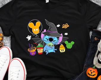 Camiseta de Halloween de Stitch: Truco o trato, sudadera de Disney para Halloween, camiseta de Disneyland, camiseta de Halloween de Stitch, regalo de terror de Stitch para Halloween