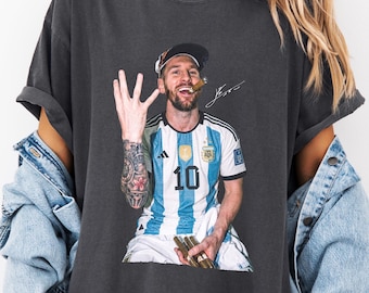 Messi Bootleg Shirt, Vintage Soccer Graphic Tee, GOAT Football T-Shirt, Argentina Champion Shirt, Retro Sports Fan Gift, Comfort Colors Tee