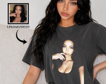 Custom Photo Bootleg Shirt, Personalized Vintage Rap Tee, Custom Face Graphic T-Shirt, Comfort Colors® Photo Shirt, Upload Your Picture Gift