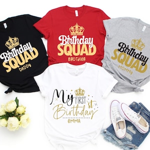 Personalized Text Name and Year Birthday Party Group Shirts,Birthday Squad Group Photo Shirts,Women Birthday Squad Shirts