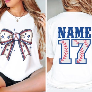 Baseball Coquette Shirt With Custom Number And Name, Personalized Baseball Tshirt,Baseball Mom Shirt, Baseball Team Outfit,Sport Lover Shirt
