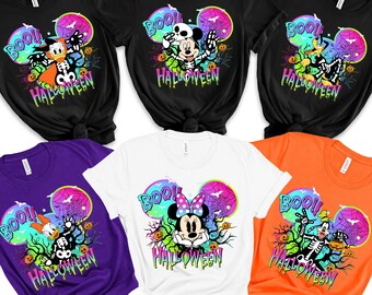 Vintage Disney Halloween Shirt, Skeleton Disney Character Tee, Spooky Season Family Tee,Disney World Vacation Matching Outfit,Halloween Gift
