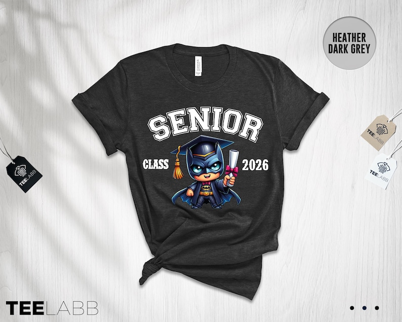 Superhero Cartoon Graduation Shirt, Cartoon Graduate 2026, Cartoon Character, Disney Graduation 2026 Shirt, Cute Chibi Style Graduation Tee image 2