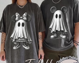 Vintage Disney Halloween Family Shirt, Mickey Minnie Ghost Couple Tee, Spooky Season Disney Vacation Shirt, Family Matching Trip Outfit