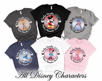 All Disney Characters Family Vacation 2027 Shirt, Disney Family Trip Shirts, Disney World Matching Shirt, Personalized Vacation Tee