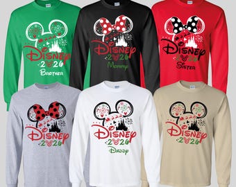 Disney Christmas 2026 Long Sleeve Shirt, Disney Christmas Sweatshirt, Personalized Disney Family Holiday Shirt, Matching Christmas Outfit