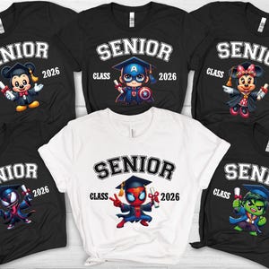 Superhero Cartoon Graduation Shirt, Cartoon Graduate 2026, Cartoon Character, Disney Graduation 2026 Shirt, Cute Chibi Style Graduation Tee image 1