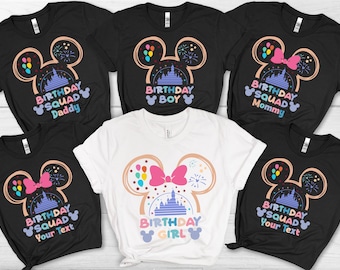 Camiseta de cumpleaños familiar de Disney, camiseta personalizada para el equipo de cumpleaños, camiseta de cumpleaños de Disney para niña, camiseta de cumpleaños de Disney para niño, cumpleaños familiar a juego