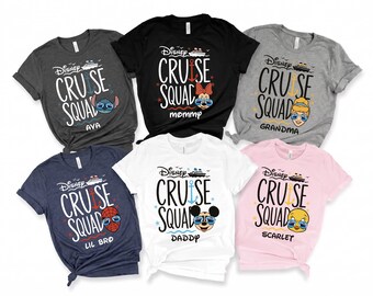 Personalized Disney Cruise Squad Shirt, All Characters Disney Cruise Family Tee, Disney Cruise Line Vacation Tee,Matching Family Trip Outfit