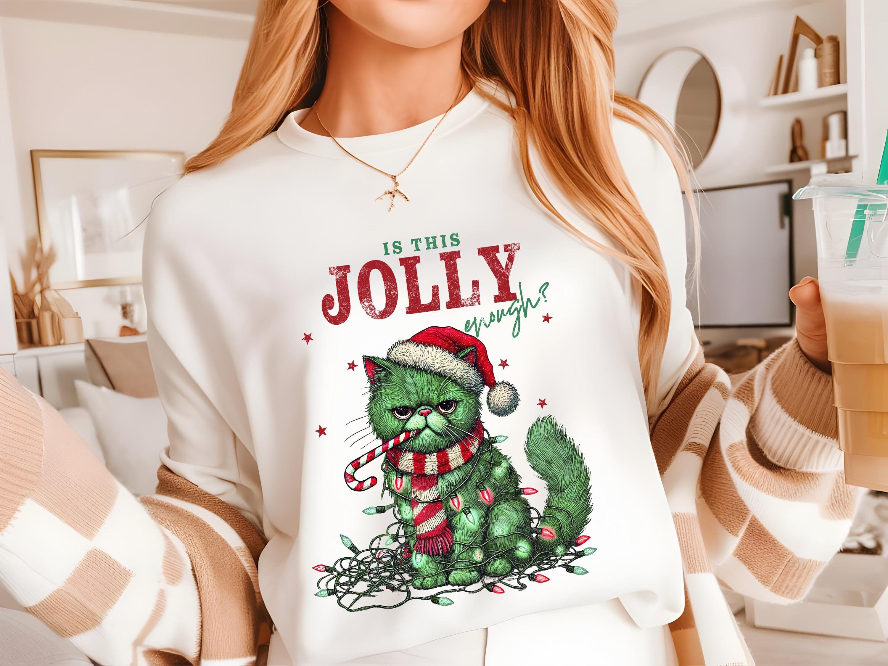 Is This Jolly Enough, Cute Cat Christmas Shirt, Christmas Party,Holiday Shirt,Funny Christmas Shirt,Cat Lover Christmas Gift,Merry Christmas