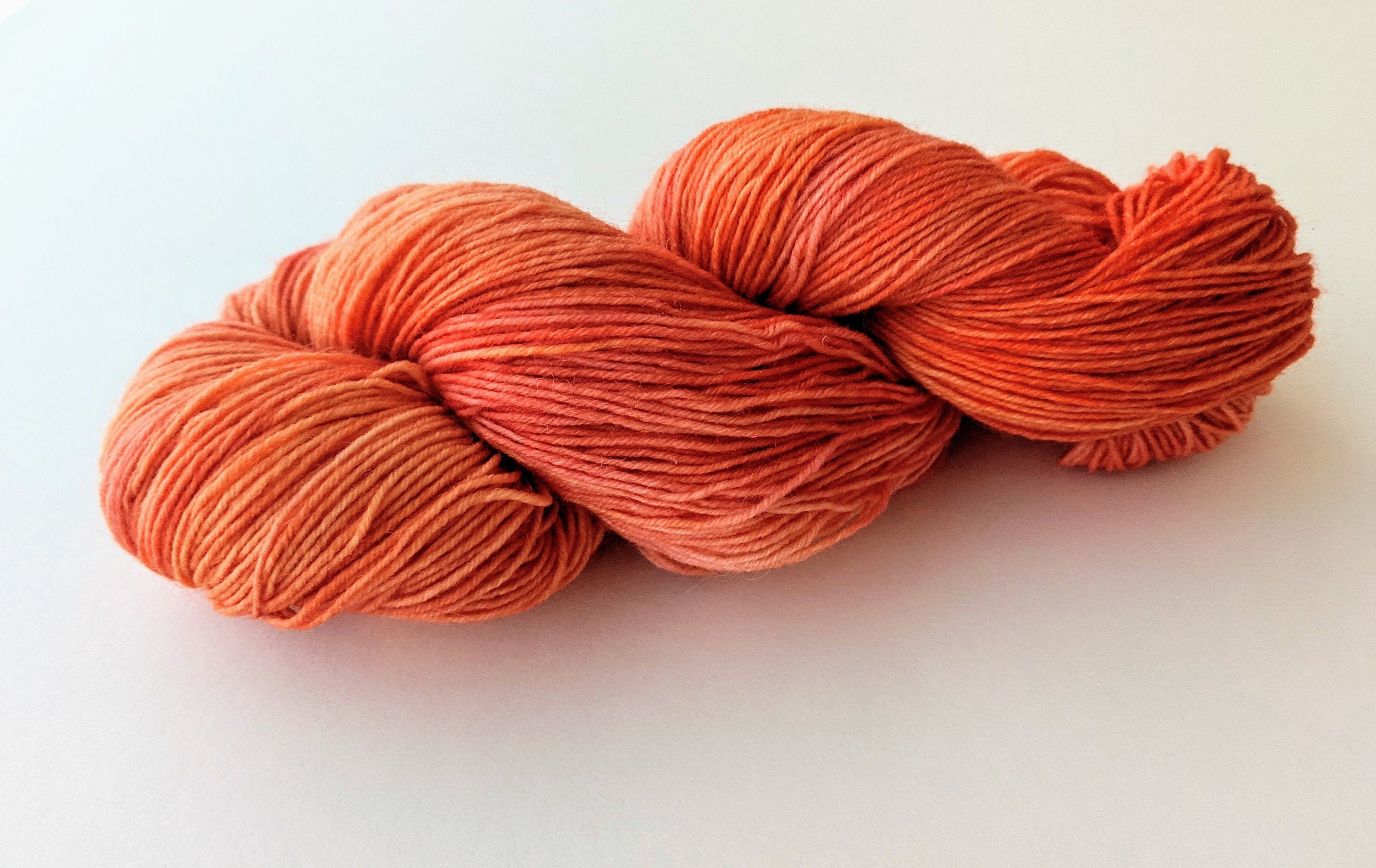 Hand dyed wool sock yarn/Orange Crush Etsy