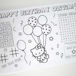 DIGITALE DATEI - Tischset zum Ausmalen für Mädchen zum Geburtstag