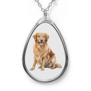 Personalized Pet Oval Necklace, Dog Lover Gift, Memorial Jewelry, Custom Pet Portrait Pendant, Unique Animal Necklace, Man Best Friend, Gift