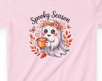 Halloween Ghost Kids T-Shirt: Spooky Spider Hero Boo Girls Shirt