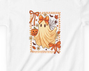 Halloween Ghost Kids T-Shirt: Spooky Spider Hero Boo Girls Shirt