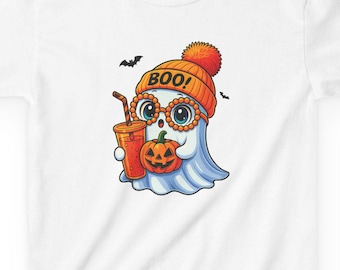 Halloween Ghost Kids T-Shirt: Spooky Spider Hero Boo Girls Shirt