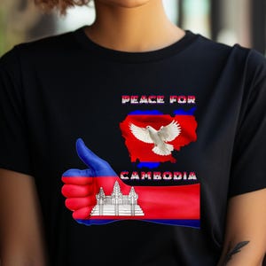 Paix pour le Cambodge, T-shirt unisexe Cambodia United, T-shirt reflet du coucher de soleil d&#39;Angkor Wat, chemise patrimoine khmer, souvenir cambodgien, cadeaux khmers