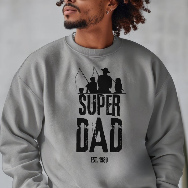 Personalize dad sweatshirt, cool dads club, dad Est. 1989, father's day shirt, custom dad sweather, SUPER DAD Unisex Garment-Dyed Sweatshirt