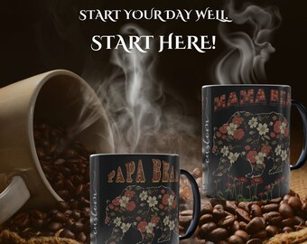 Personalized Mama Bear Mug: Heat Reactive Coffee Cup, Mom Gift