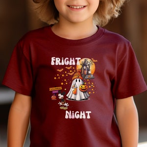Camiseta de Halloween para niños: Fantasma de la noche del miedo, camiseta unisex de manga corta