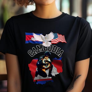 Peace For Cambodia, Cambodia United Unisex Tee, Angkor Wat Sunset Reflection T-Shirt, Khmer Heritage Shirt, Cambodian Souvenir, Khmer Gifts