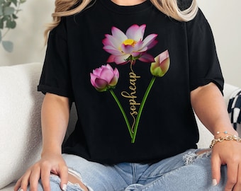 Camiseta com estampa de flores de lótus e cores confortáveis: presente de meditação e ioga