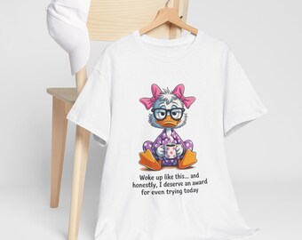 Sleepy Duck Pajamas T-Shirt | Funny Morning Quote Graphic Tee