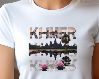 Peace For Cambodia, Cambodia United Unisex Tee, Angkor Wat Sunset Reflection T-Shirt, Khmer Heritage Shirt, Cambodian Souvenir, Khmer Gifts