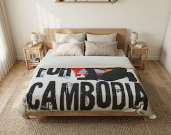Dekbedovertrek Peace for Cambodia | Cambodjaanse vlag soldaat illustratie