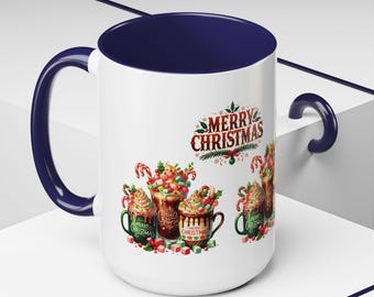 Merry Christmas Hot Cocoa Mugs Accent Coffee Mug | 11oz and 15oz