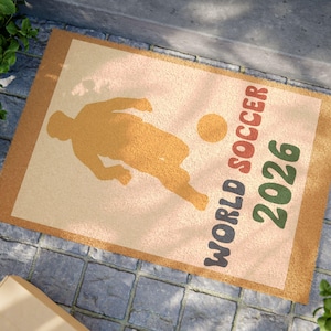 ワールドサッカー2026 ドアマット – 環境に優しいコイヤー製ウェルカムマット