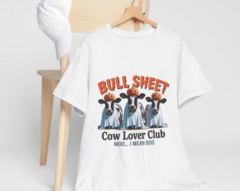 Bull Sheet Cow Lover Club T-Shirt | Halloween Cow Ghosts, MOO I Mean Boo