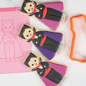 Vampire Cookie Cutter & Stencil Set - Halloween Spooky Cute Dracula Stencil Cookie Cutter