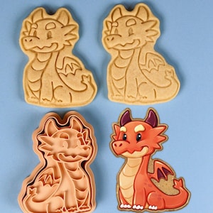 Dragon Cookie Cutter and Stamp Set: 3D Printed Fantasy Baking