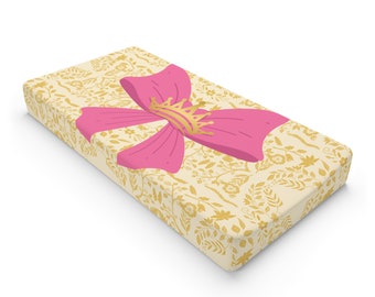 Pink Bow Baby Changing Pad Cover