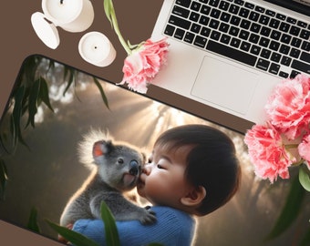 Charmante Baby Koala grote bureaumat voor thuiskantoor - Ideaal voor gaming en werkruimtedecoratie, antislip muismat