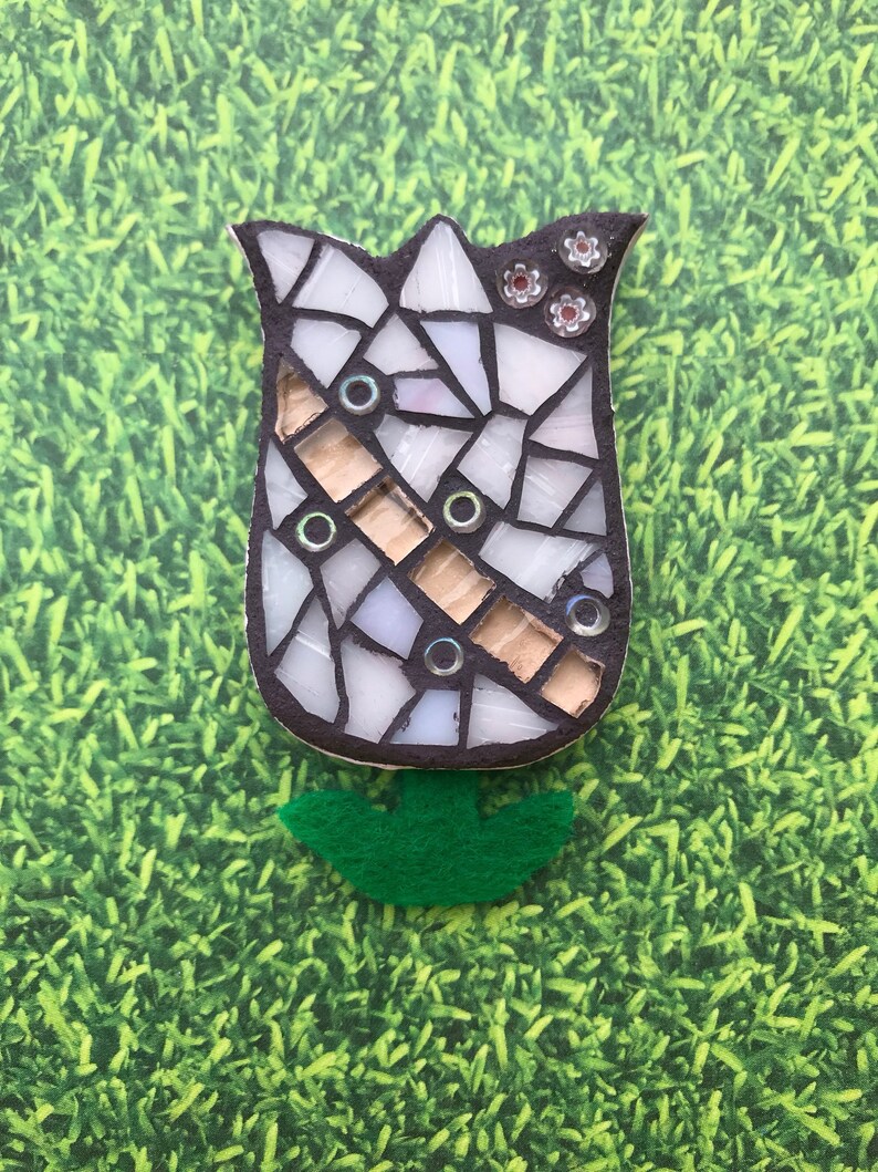 Small mosaic purple glass flower ceramic disc Etsy